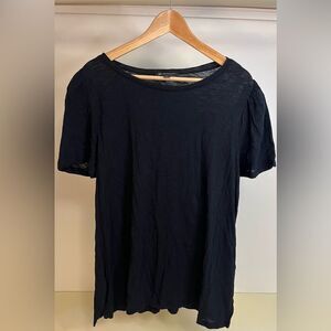 NWT INC very thin black tee with puff top sleeve detail 1x